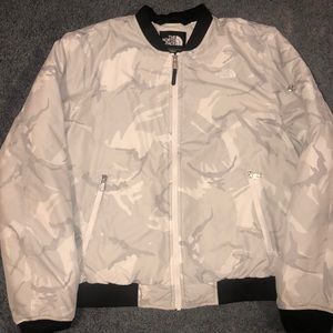 North face white bomber jacket